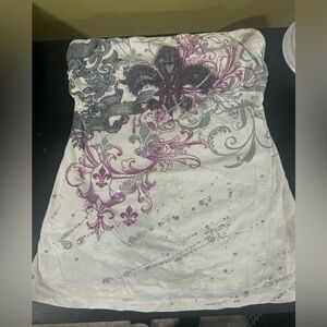 FANG Y2K Purple White Silver Glitter Tube Top